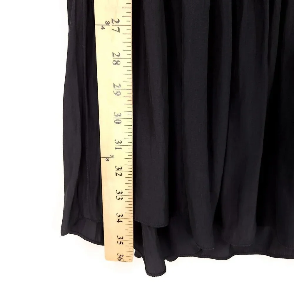 Ramy Brook Mini Dress Size Medium Black Cinched Waist Long Sleeves Satin - Picture 6 of 11
